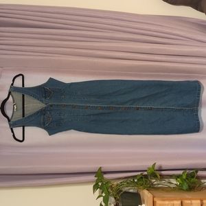 SOLD Vintage 90s denim button up maxi dress cottage core country minimalist